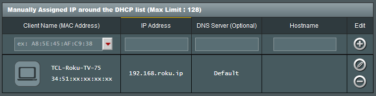 ASUS merlin manually assigned IP